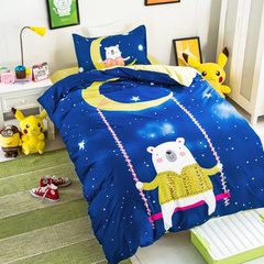 Children's sheets three piece set boy pure cotton student hostel 1.2m bed product single lovely upper and lower berth quilt 1.0m star light fairy tale 0.9m