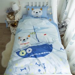 Cartoon cotton dormitory, single bedroom cotton 1 m 2 bed sheets quilt children three piece 1.2m bedding cool dog captain 1.2m (4 ft) bed