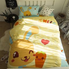 Cartoon cotton dormitory: single cotton 1 m 2 bed sheet quilt children three piece 1.2m bed Sun rabbit 1.2m (4 ft) bed