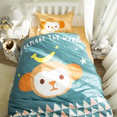 Cartoon cotton dormitory, single bedroom cotton 1 m 2 bed sheet quilt, children three piece 1.2m bed sweetie monkey 1.2m (4 ft) bed