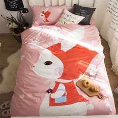 Cartoon cotton dormitory: single cotton 1 m 2 bed sheet quilt children three piece 1.2m bed red hat 1.2m (4 ft) bed