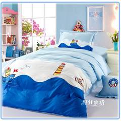 全棉儿童床上用品男孩1.2米1.5米床品四件套卡通床单套件可订床笠 航海家 1.2m（4英尺）床