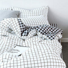 Simple lattice stripes pure cotton three or four piece quilt cover sheets, bed linen, cotton single and double bedding 1.51.8 bedspread 1.2m (4 ft) bed