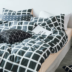 Simple lattice stripes pure cotton three or four piece quilt cover sheets, bed linen, cotton single and double bedding 1.51.8 bed sheet printed 1.2m (4 ft) bed