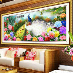 New style precision printing, cross stitch, flower, peacock, peony, living room, cross stitch, simple and modern 150x65 cm [median thread] more than 30%