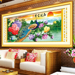A new accurate printing cross stitch blossoming peacock figure peony room series cross embroidery painting scenery 175x75 cm [cotton] in the grid line more than 30%