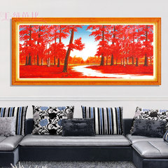 Shipping the new cross stitch embroidery painting printing precision cross room 3D substantial fortune panorama SZX [154x66 cm] 3D printing - only embroidered trees