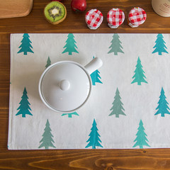 Korean cotton double double pad pad pad Western-style food table plate insulation pad white snow forest The white snow forest Back towel 67*78