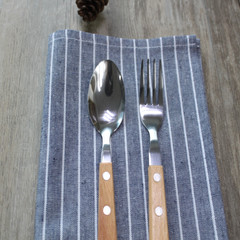 Simple simple cotton mat Creative Workshop stripe bowl pad background cloth Japanese table mat mat Dark blue (single layer 30*45CM)