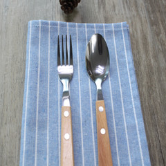 创意工场 素朴简约棉麻餐垫条纹碗垫 背景餐布 日式餐桌垫隔热垫 灰蓝（单层30*45CM)
