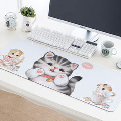 Cute cat cute creative mouse pad waterproof and thickened lock edge anti-skid desk pad oversized keyboard pad mouse pad [size 30x78]