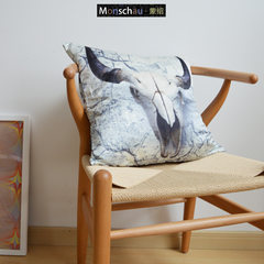 Mongolia and Shaosong design printing retro cow skull pillow sofa decorative cushion Trumpet (45*24 cm)