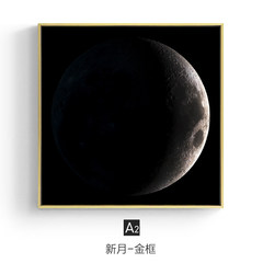 Modern moon simple decorative painting bedroom bedside wall painter residential decoration night sky gradation multi-link fresco dining hall 60*60 simple white fresh frame A2 type - crescent - gold frame oil painting cloth mulch + low reflection organic glass