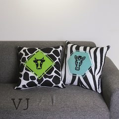 VJ cow zebra pattern printed flannel pillow bed large cushion sofa chair cushion trimmed black and white animal Large square pillow: 50X50cm