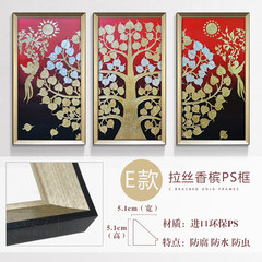 Southeast Asian style decorative painting painting painting corridor Bodhi Tree living room entrance vertical version of triple combination painting 23 cm *28 cm E drawing champagne PS frame Oil film laminating + low reflective organic glass