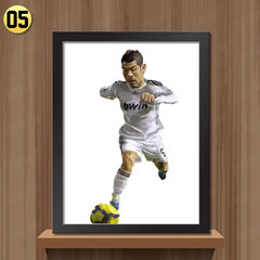 The World Cup football star cartoon has frame painting coffee bar decoration painting modern simple hanging painting restaurant wall painting 30*40 white frame 05 sumo home brand original