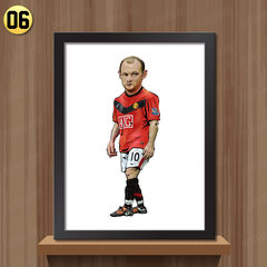 World Cup football star cartoon has frame painting coffee bar decoration painting modern simple hanging painting restaurant wall painting 30*40 white frame 06 sumo home brand original