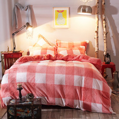 Coral velvet four piece thick winter warm. Cashmere 1.8m fitted bed linen bedding set. Fitted models 1.2m (4 feet) bed