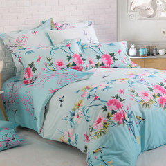 The more popular four sets of genuine soft cotton satin cotton bedding set simple but elegant splendour of spring 1.5m (5 feet) bed