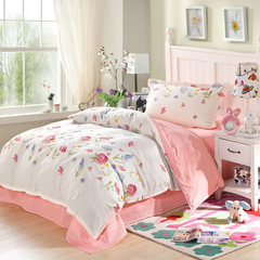 Cotton quilt covers, sheets, four pieces, cotton twill three or four piece sets, wedding bedding, many flower styles, small and fresh 1.2m (4 feet) beds.