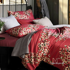 American Pastoral wedding celebration red cotton bedding 1.8m Satin sijiantao cotton double sheets 2.0m Athena 1.5m (5 feet) bed