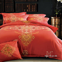 European style wedding bedding bedding Qing 1.5m 2.0m1.8m Satin cotton four set cotton red South Garden 1.5m (5 feet) bed