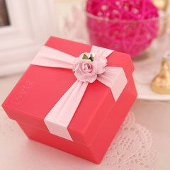 Korean new creative European wedding candy boxes Tiffany blue plastic box gift wedding supplies personalized 11L Rose red box + Pink Ribbon + pink rose