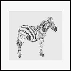 The African animal line decorative painting, the black and white modern simple style hanging picture, the mural painting PFZ Combination size 160*85cm White frame PFZ03 Oil film laminating + low reflective organic glass