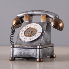 北欧电话机创意复古摆件工艺品客厅装饰品家居饰品办公室酒柜摆设 银色电话机281-1