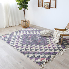 India imports Nordic modern Morocco style, simple hand woven wool living room, bedroom, tea table, carpet 50*50 sample KJ-001