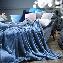 Lamb flannel blankets, blankets, quilts, coral blankets, thickened lunch beds, single blankets, single person double air-conditioner blankets 90x120cm (1.3 Jin) midnight blue