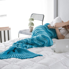 Spring Mermaid, tail blanket, sofa blanket, leisure blanket, nap sofa, summer air conditioning blanket, 95cmx195cm blue - Mermaid.