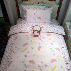 17 year new children's cartoon boy, girl, all cotton, Korean version three or four piece set cotton single and double bed kit reminder: 1.2 size is three piece 1.2m (4 feet) bed.