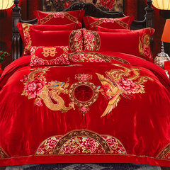 You dream of low-cost housing high-grade wedding bedding is Satin Embroidery Siliubashi piece MYL536 Ten piece set 1.5m (5 feet) bed