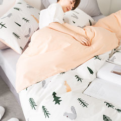 Scandinavia simple and refreshing cotton four piece 1.5m1.8m cotton double quilt bedsheet, bedclothes, bedding, bed cotton, grove 1.2m (4 ft) bed.