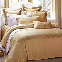 High-end European model room wedding bedding set of 468 Silk Satin Jacquard bed cover set Six sets of sheets 1.5m (5 feet) bed