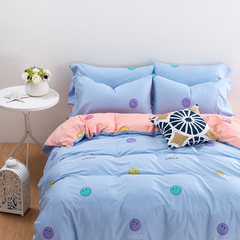 Monthly home textiles cartoon four piece cotton bedclothes quilt 1.5/1.8m suite simple bedding hip-hop life blue jade 1.8m (6 ft) bed