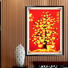 3D precision printing money tree shake Qian Shu new felicitous wish of making money inside the living room vertical version of cross stitch SZX painting [53x75 cm] prints, more than 30% lines