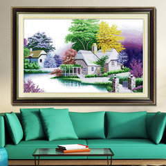 Postage stamp in the cabin leisurely cross stitch landscape picture a new cross Room Restaurant [112x65 cm] more than 30% lines in printing
