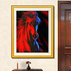 Precise cross stitch cross stitch a new restaurant and a living room slightly ice flower series figure painting 3D precision printing [51x67 cm] only embroidered horse