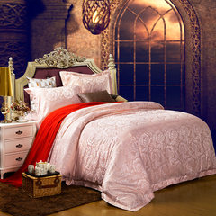 酒店宾馆简约纯色四件套60s贡缎提花套件床单被套床上用品 国色天香 1.5m（5英尺）床