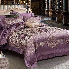 Jacquard silk four piece, 100% mulberry silk suite, wide silk bedding, spring summer wedding quilt bed sheet Andrea 1.8m (6 feet) bed.