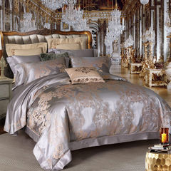 Home textiles high-end silk jacquard four piece 100% silk silk wedding bedding double sided autumn winter silk suite 1.8m (6 ft) bed