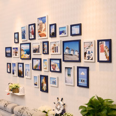 28 best European photo photo wall frame heart-shaped wall combination frame photo wall shipping living room atmosphere White blue (Mediterranean style)