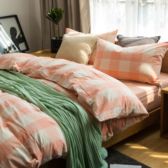日系简洁 无印水洗棉提花星星四件套 全棉床上用品套件床笠床单 床单款 橘色满天星 1.2m（4英尺）床
