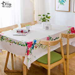 Auspicious family lotus cloth art table, table cloth, tea table, rural rectangular simple modern small fresh table mat Tablecloth smell Back towel 67*78
