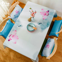 Auspicious family lotus cloth art table, table cloth, tea table, rural rectangular simple modern small fresh table mat Water table Back towel 67*78