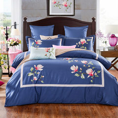 European minimalist aesthetic bedding cotton embroidered sijiantao Satin 60 cotton Cotton wedding Suite Magnolia blossom 1.5m (5 feet) bed
