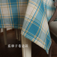 [home] cloth cloth cotton plaid tablecloth blue Mediterranean Doily tablecloth / table cloth / rectangle Blue grid curling 80*80cm