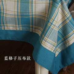 [home] cloth cloth cotton plaid tablecloth blue Mediterranean Doily tablecloth / table cloth / rectangle Blue grid press 80*80cm